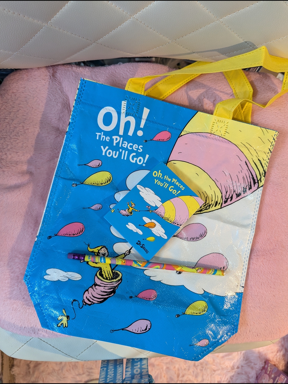 Oh! Colorful Dr. Seuss Reusable Tote Bag - Blue, Yellow & Pink
